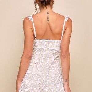 Charmaine white embroidered mini dress from Lulu.